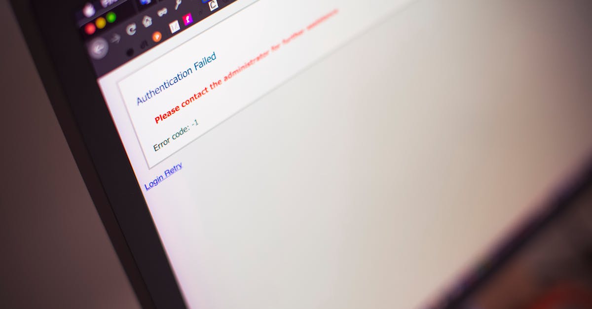 Pantalla mostrando un mensaje de autenticación fallida