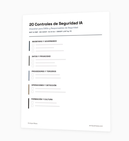 Portada de la guia: 20 controles de seguridad IA que todo CISO deberia implementar