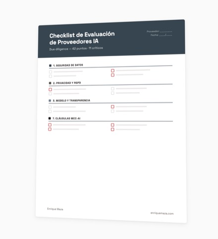 Portada del checklist para evaluar proveedores de IA